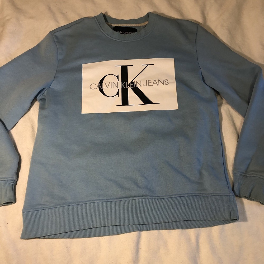 Calvin Klein Pullover Crew Neck Sweatshirt, Blue/Teal Size Medium